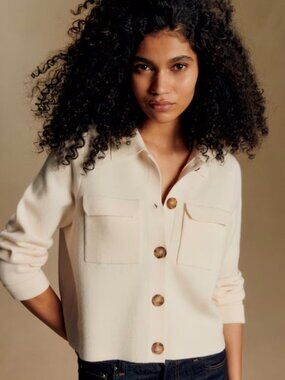 Sezane Betty Cardigan in Ecru